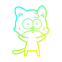 cold gradient line drawing cartoon nervous cat