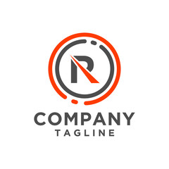 Letter logo design vector icon with circle line. Minimalist style