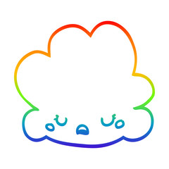 rainbow gradient line drawing cute cartoon cloud