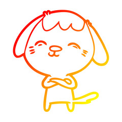 warm gradient line drawing happy cartoon dog