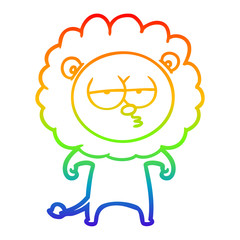 rainbow gradient line drawing cartoon bored lion