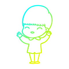 cold gradient line drawing happy cartoon boy
