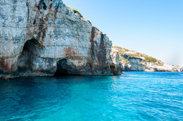 Fototapeta premium Zakynthos Island, Greece. A pearl of the Mediterranean with beaches and coasts suitable for unforgettable sea holidays. caves of Keri