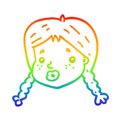rainbow gradient line drawing cartoon girls face