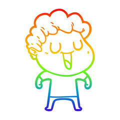 rainbow gradient line drawing laughing cartoon man
