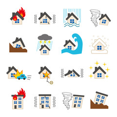 Natural disaster icon set