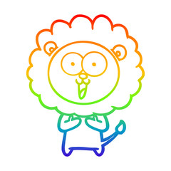 rainbow gradient line drawing happy cartoon lion
