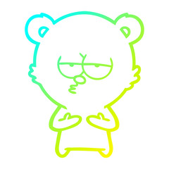 cold gradient line drawing bored bear cartoon