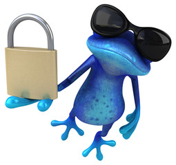 Fun blue frog - 3D Illustration