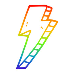 rainbow gradient line drawing cartoon lightning bolt