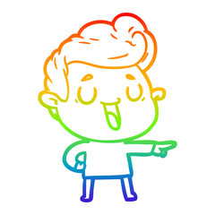 rainbow gradient line drawing happy cartoon man