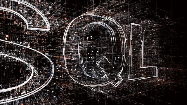 4k SQL Programming language word tag cloud;binary computer code.The Matrix style binary computer code shaped text design animation;changing from zero to one digits;abstract future tech background.