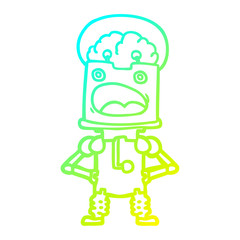 cold gradient line drawing cartoon robot