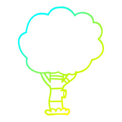 cold gradient line drawing cartoon tree