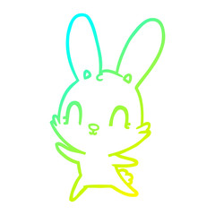 cold gradient line drawing cute cartoon rabbit dancing