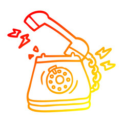warm gradient line drawing cartoon old rotary dial telephone