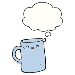 cartoon mug and thought bubble