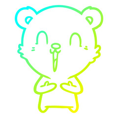 cold gradient line drawing happy cartoon bear
