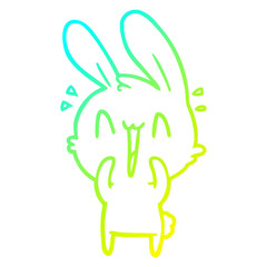 cold gradient line drawing cute cartoon rabbit