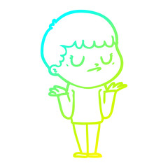 cold gradient line drawing cartoon grumpy boy