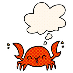 cartoon crab and thought bubble in comic book style