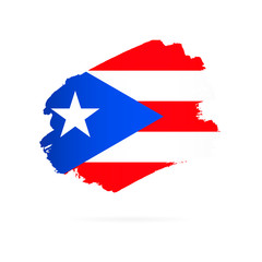 Flag of Puerto Rico. Brush strokes drawn by hand.