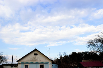 Clouds and blue sky background with copy space