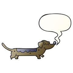 cartoon dog and speech bubble in smooth gradient style