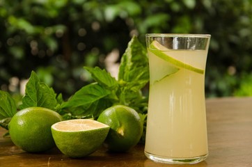 fresh drink with lime and mint