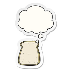 cartoon slice of bread and thought bubble as a printed sticker