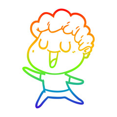 rainbow gradient line drawing laughing cartoon man