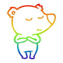 rainbow gradient line drawing happy cartoon bear