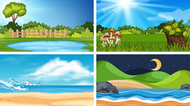 Set of different nature scenes