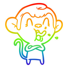 rainbow gradient line drawing crazy cartoon monkey