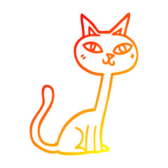 warm gradient line drawing cartoon cat