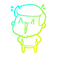 cold gradient line drawing cartoon excited man