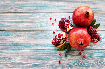 Ripe pomegranate fruits