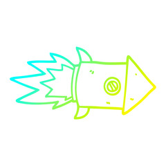 cold gradient line drawing cartoon space rocket