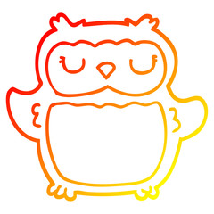 warm gradient line drawing cartoon owl