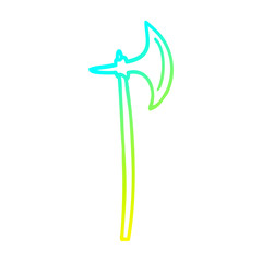 cold gradient line drawing cartoon axe