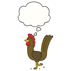 cartoon rooster and thought bubble