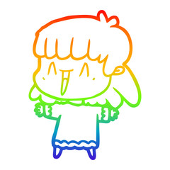 rainbow gradient line drawing cartoon woman