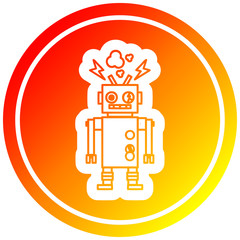 malfunctioning robot circular in hot gradient spectrum
