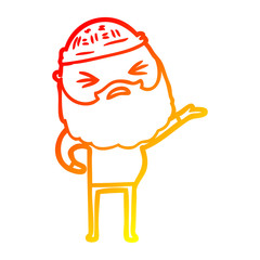 warm gradient line drawing cartoon man with beard