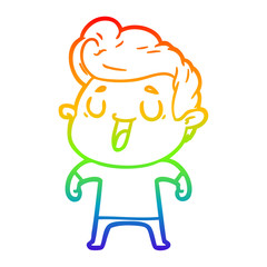 rainbow gradient line drawing happy cartoon man