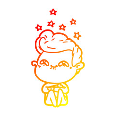 warm gradient line drawing cartoon excited man