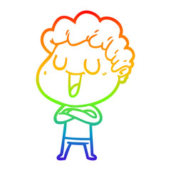 rainbow gradient line drawing laughing cartoon man