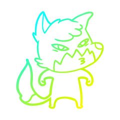 cold gradient line drawing clever cartoon fox