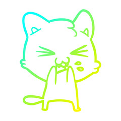 cold gradient line drawing cartoon cat hissing