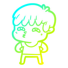 cold gradient line drawing cartoon curious man